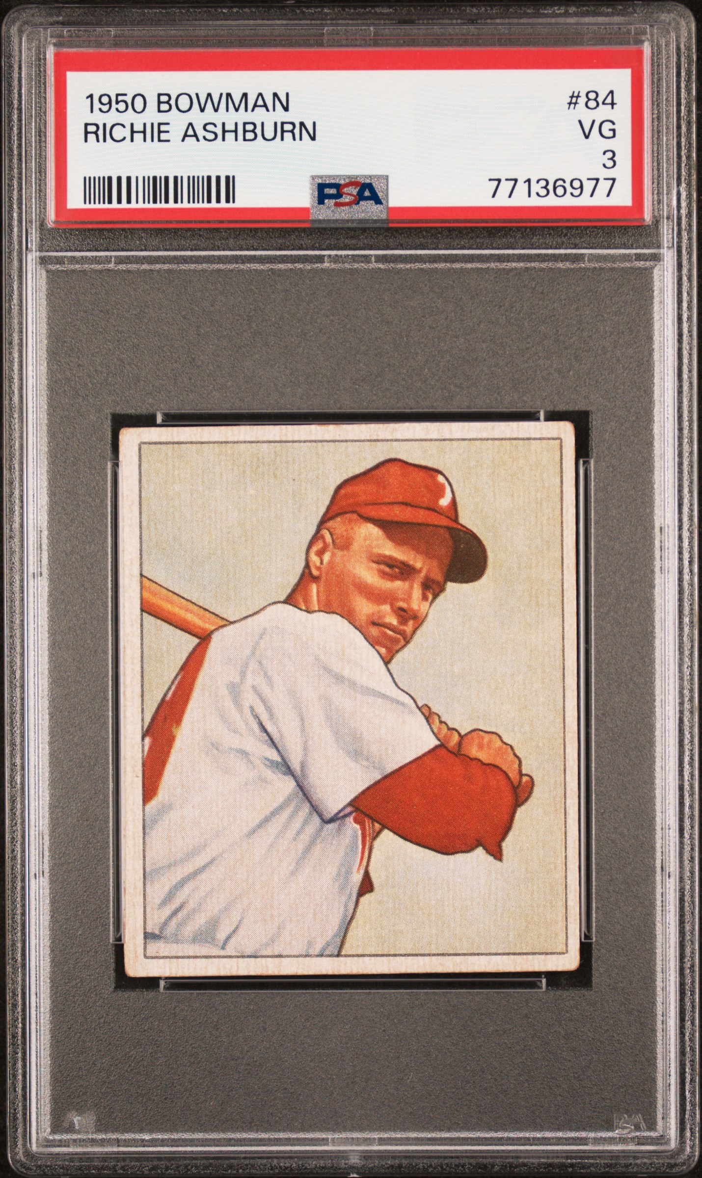 1950 Bowman #84 Richie Ashburn – PSA VG 3