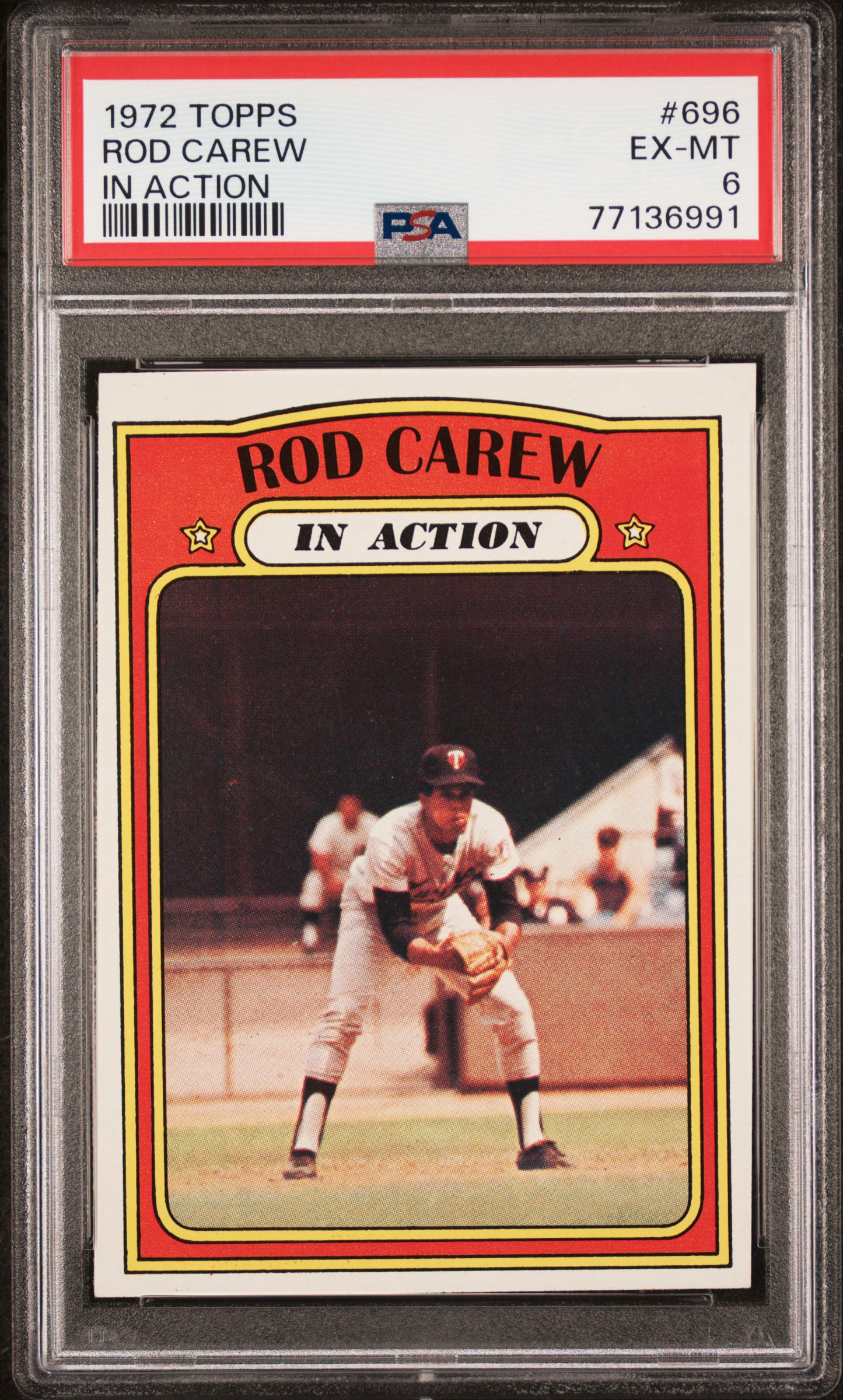 1972 Topps In Action #696 Rod Carew – PSA EX-MT 6