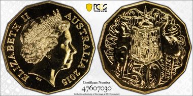2015 50C Gilt Cu-Ni MS69