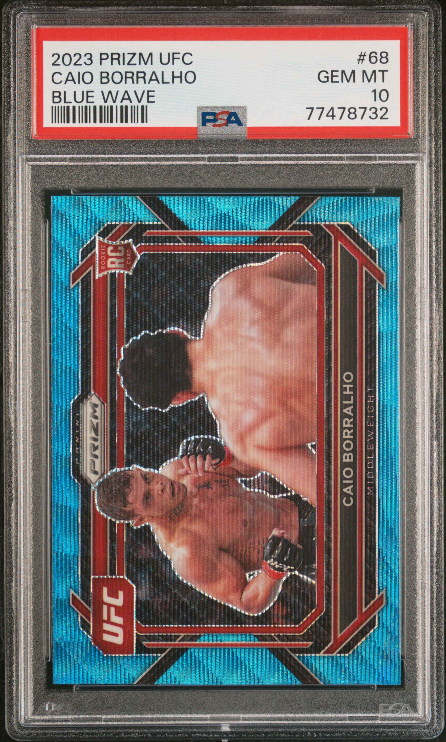 2023 Panini Prizm UFC Blue Wave Prizm #68 Caio Borralho Rookie Card - PSA GEM MT 10 - Pop 3