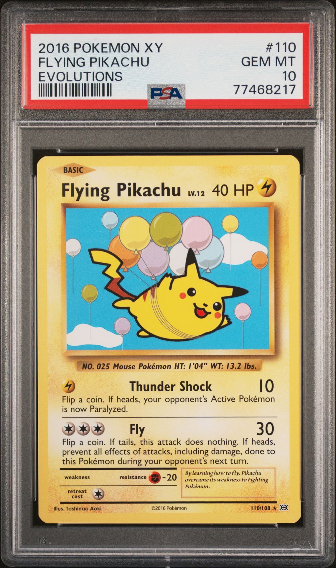 2016 Pokemon Holo #110 Flying Pikachu front