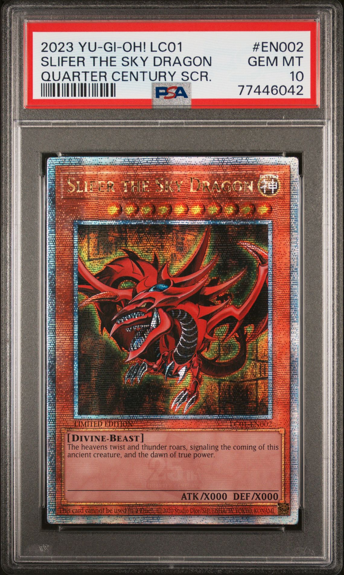 2023 Yu-Gi-Oh! YU-GI-OH! LC01-LEGENDARY COLLECTION: 25TH ANNIVERSARY EDITION QUARTER CENTURY SCR. #EN002 Slifer The Sky Dragon front