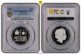 2002 50C Accession Silver PR69DCAM