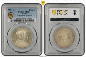 1861-A Thaler Coronation KM-488  Ag MS64