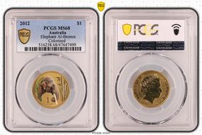 2012 $1 Elephant Al-Bronze Colorized MS68