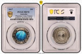 2017 20C Planetary Coins Uranus Colorized MS70