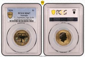 2016 $1 T - Tasmanian Tiger Al-Br MS67