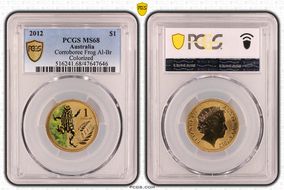 2012 $1 Corroboree Frog Al-Br Colorized MS68