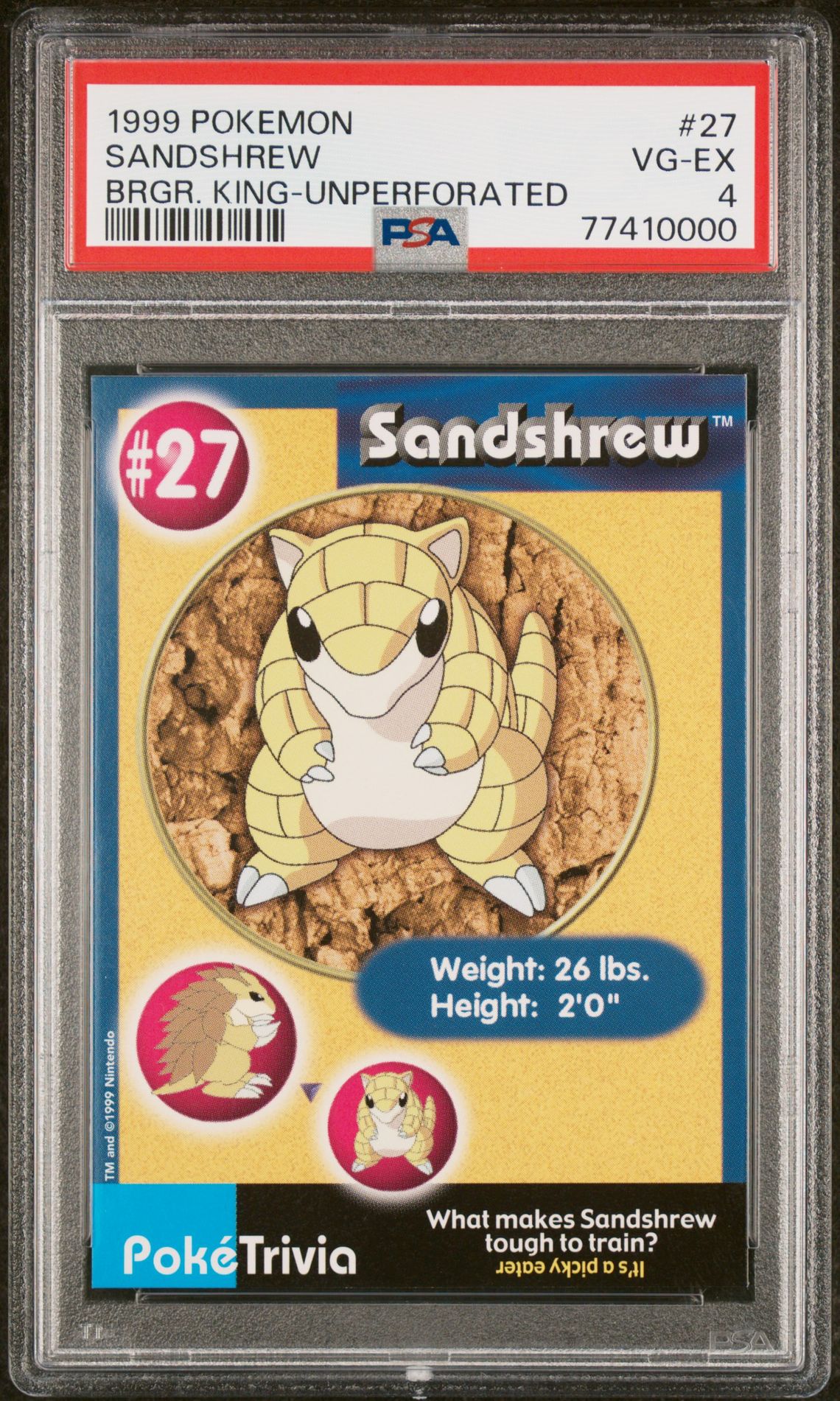 1999 Pokemon POKEMON BURGER KING #27 Sandshrew front