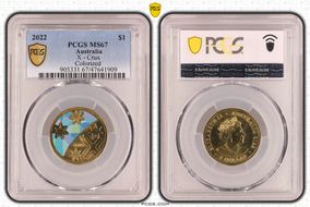 2022 $1 Great Aussie Coin Hunt - 'X' Crux - Colorized MS67