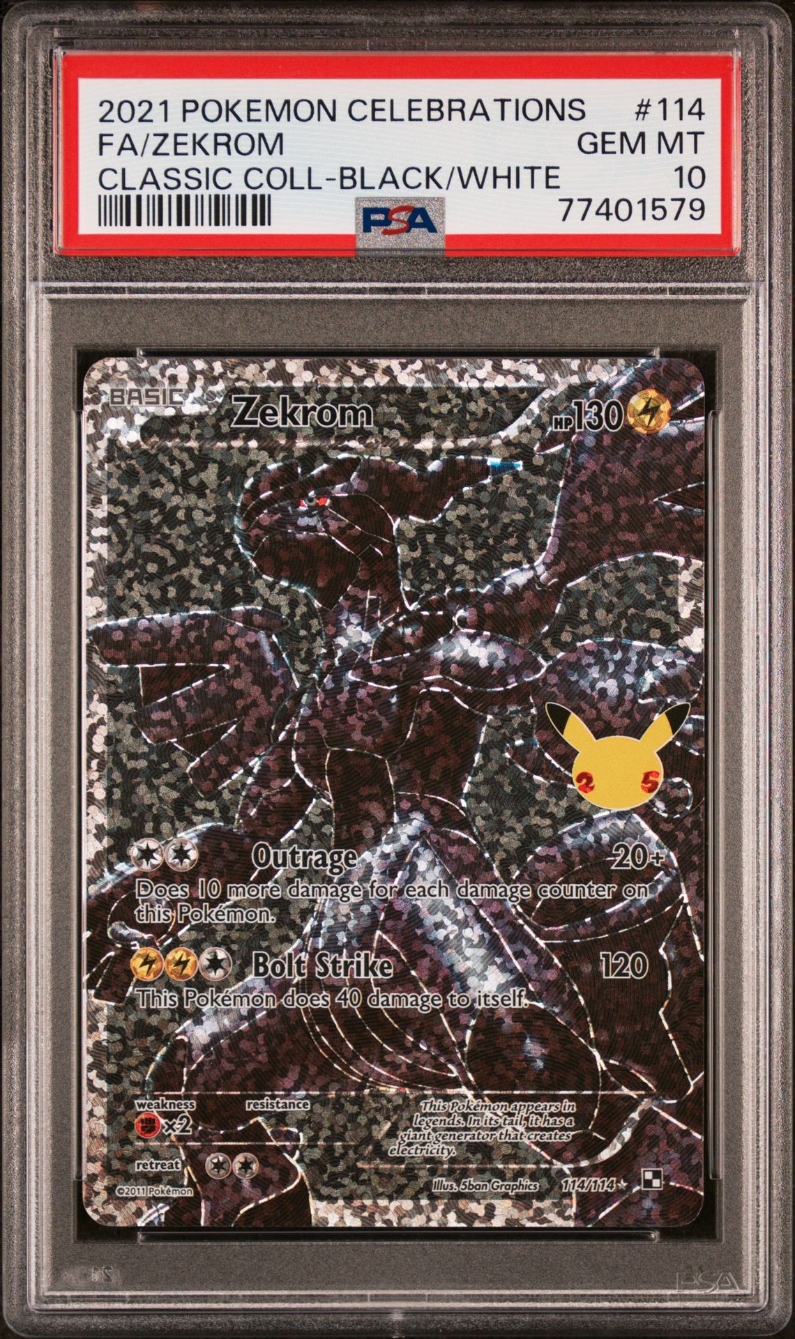 2021 Pokemon Celebrations Classic Collection Fa/Zekrom #114 (Classic Coll-Black/White) Gem Mt 10 front