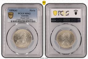 1954(m) Florin Royal Visit KM-55  Ag MS62