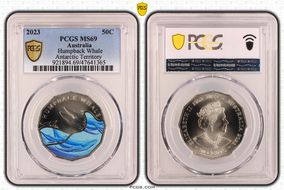 2023 50C Humpback Whale Colorized Antarctic Territory MS69