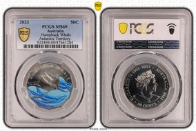 2023 50C Humpback Whale Colorized Antarctic Territory MS69