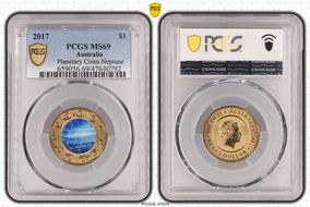 2017 $1 Planetary Coins Neptune Colorized MS69