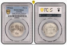 1953(m) Florin Small Rev. Denticles KM-54  Ag MS64