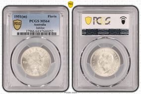 1951(m) Florin Jubilee KM-47  Ag MS64