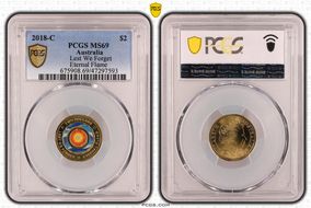 2018-C $2 Lest We Forget Eternal Flame Colorized MS69