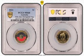 2021 $2 50th Ann Aboriginal Flag Colorized MS68