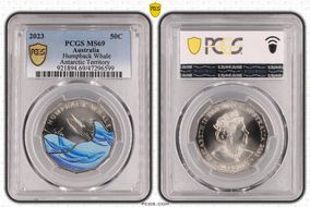 2023 50C Humpback Whale Colorized Antarctic Territory MS69