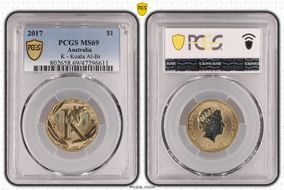 2017 $1 K - Koala Al-Br Colorized MS69