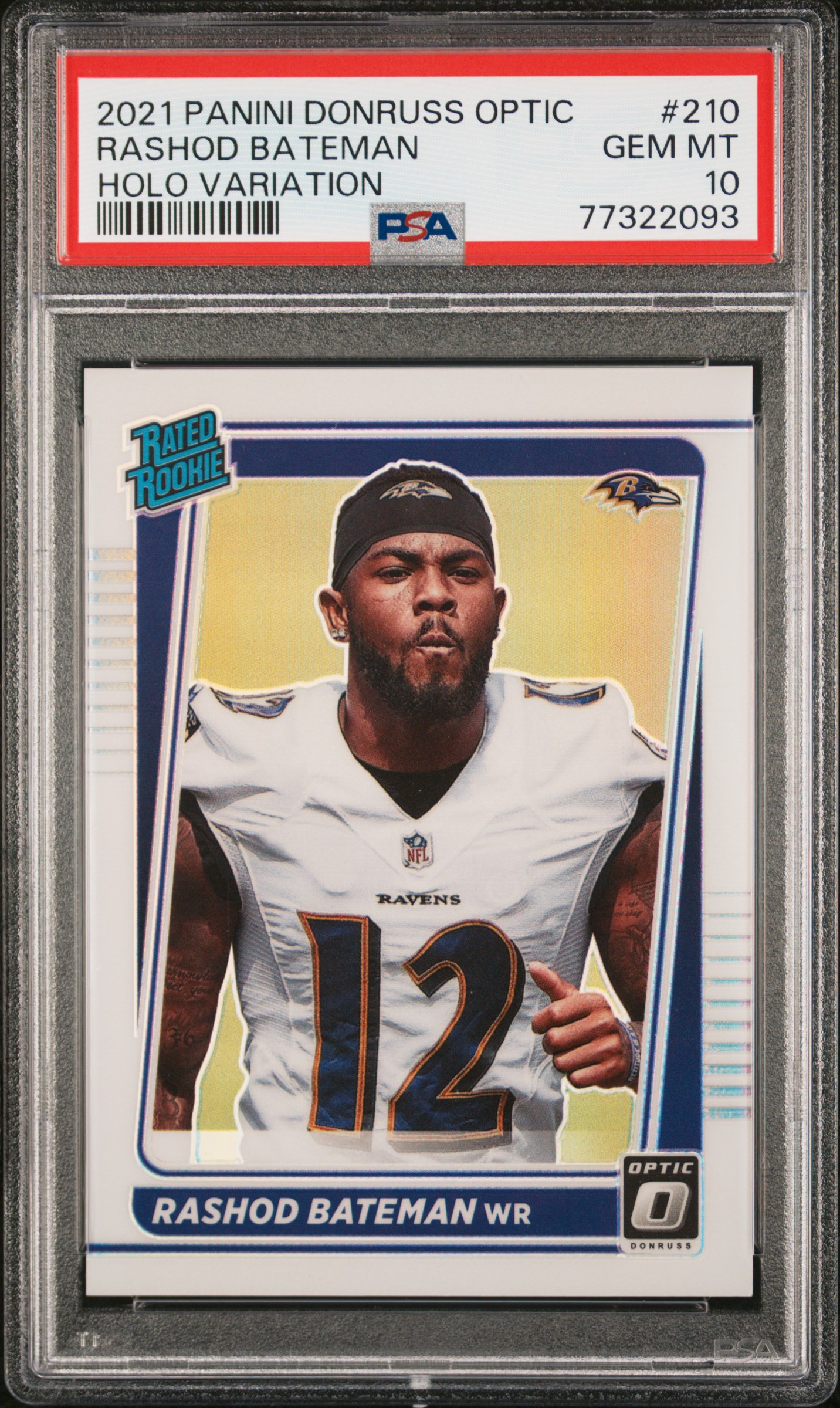 2021 Panini Donruss Optic Rashod Bateman #210 (Holo Variation) Gem Mt 10 front