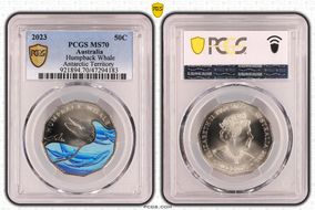 2023 50C Humpback Whale Colorized Antarctic Territory MS70