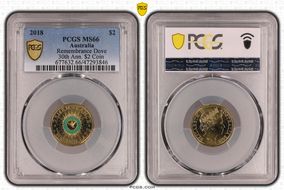 2018 $2 Remembrance Dove Colorized 30th Ann. $2 Coin MS66