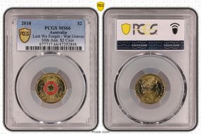 2018 $2 Lest We Forget - War Graves 30th Ann. $2 Coin Colorized MS66