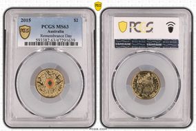 2015 $2 Remembrance-Flanders Fields Colorized MS63