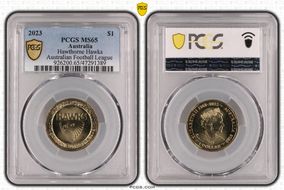 2023 $1 Hawthorne Hawks Australian Football League MS65