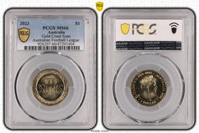 2023 $1 Gold Coast Suns Australian Football League MS66