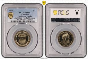 2023 $1 Hawthorne Hawks Australian Football League MS65