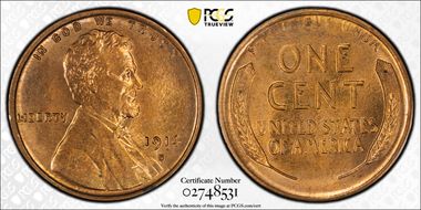 1914-S 1C MS65+ RD