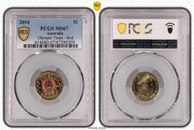 2016 $2 Olympic Team - Red Colorized MS67