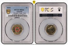 2016 $2 Olympic Team - Red Colorized MS66