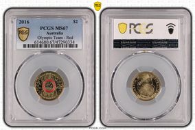 2016 $2 Olympic Team - Red Colorized MS67