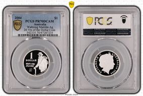 2004 $1 Waltzing Matilda Ag 20 Yrs of the Dollar Coin PR70DCAM