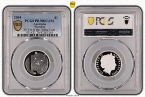 2004 $1 Wombat Ag 20 Yrs of the Dollar Coin PR70DCAM