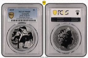 2019 $1 Mob of Roos  Merlion Privy MS69