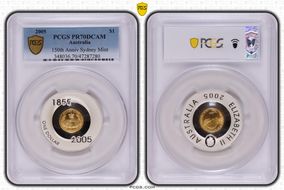 2005 $1 150th Anniv Sydney Mint 1855 1/2 Sov PR70DCAM