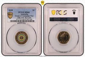 2018 $2 Dome of Australian War 30th Ann. $2 Coin Colorized MS66