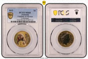 2012 $1 Elephant Al-Bronze Colorized MS68