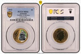 2012 $1 Gorilla Al-Bronze Colorized MS66