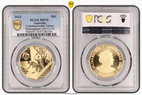 2022 50C Commonwealth Games Birmingham Gilt-CuNi MS70