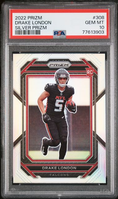 Drake London 2022 Prizm Red White Blue #308 Rookie RC Graded Gem