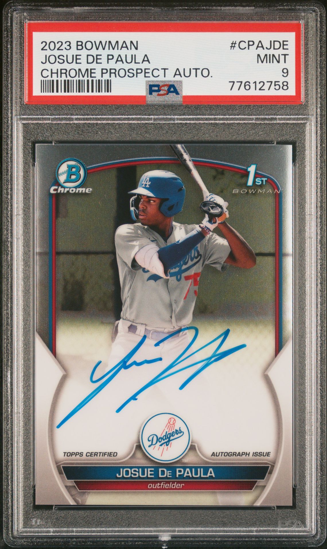 2023 Bowman Chrome Prospect Autographs Josue De Paula #Cpajde Mint 9 front