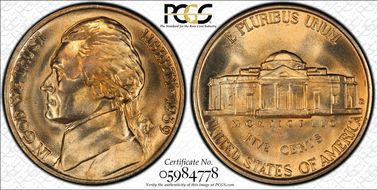 1939-D 5C Reverse of 1938 MS67FS