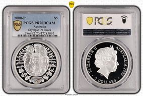 2000-P $5 Olympic - 9 Races PR70DCAM