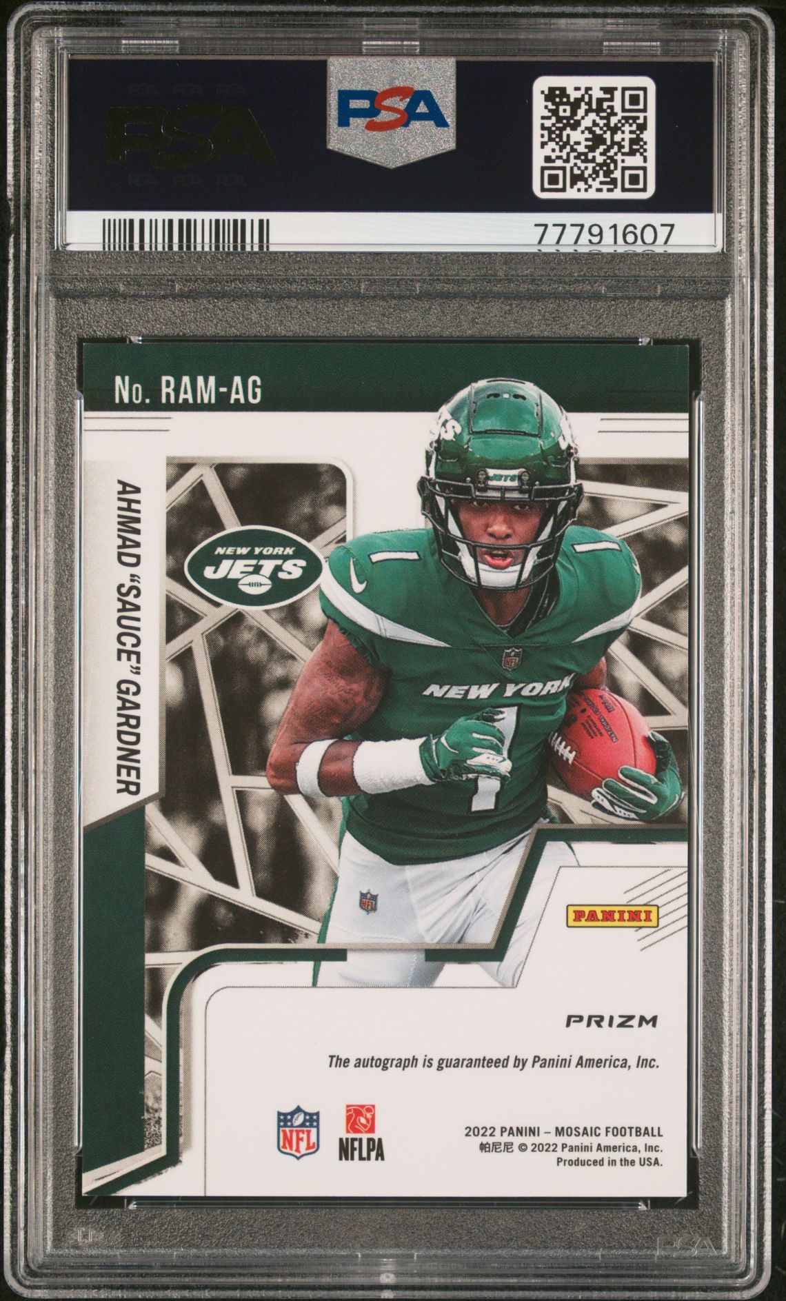2022 Panini Mosaic Rookie Autograph Mosaic Sauce Gardner #Ramag (Rk.au.msc-Fsn.rd/Ylw.chc.) Mint 9 back